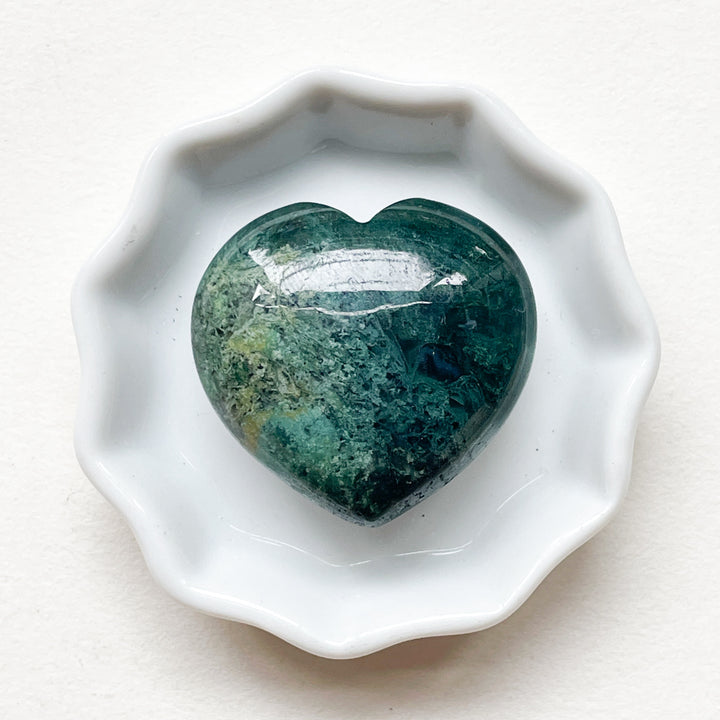 mosagaat groene edelsteen hart edelstenen hartje mineralen