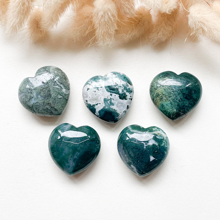 mosagaat groene edelsteen hart edelstenen hartje mineralen