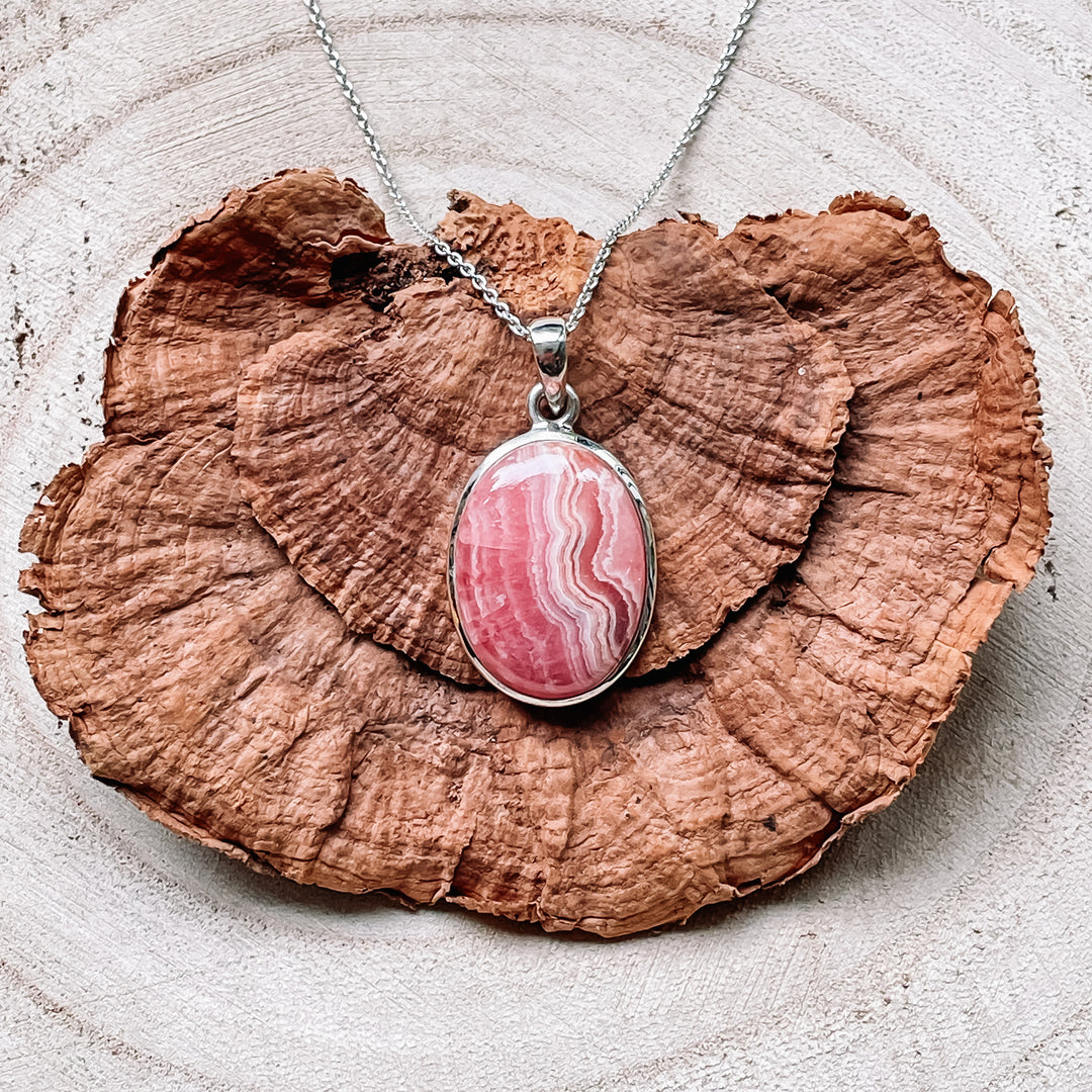 rhodochrosiet roze luxe edelsteen hanger 925 sterling zilver