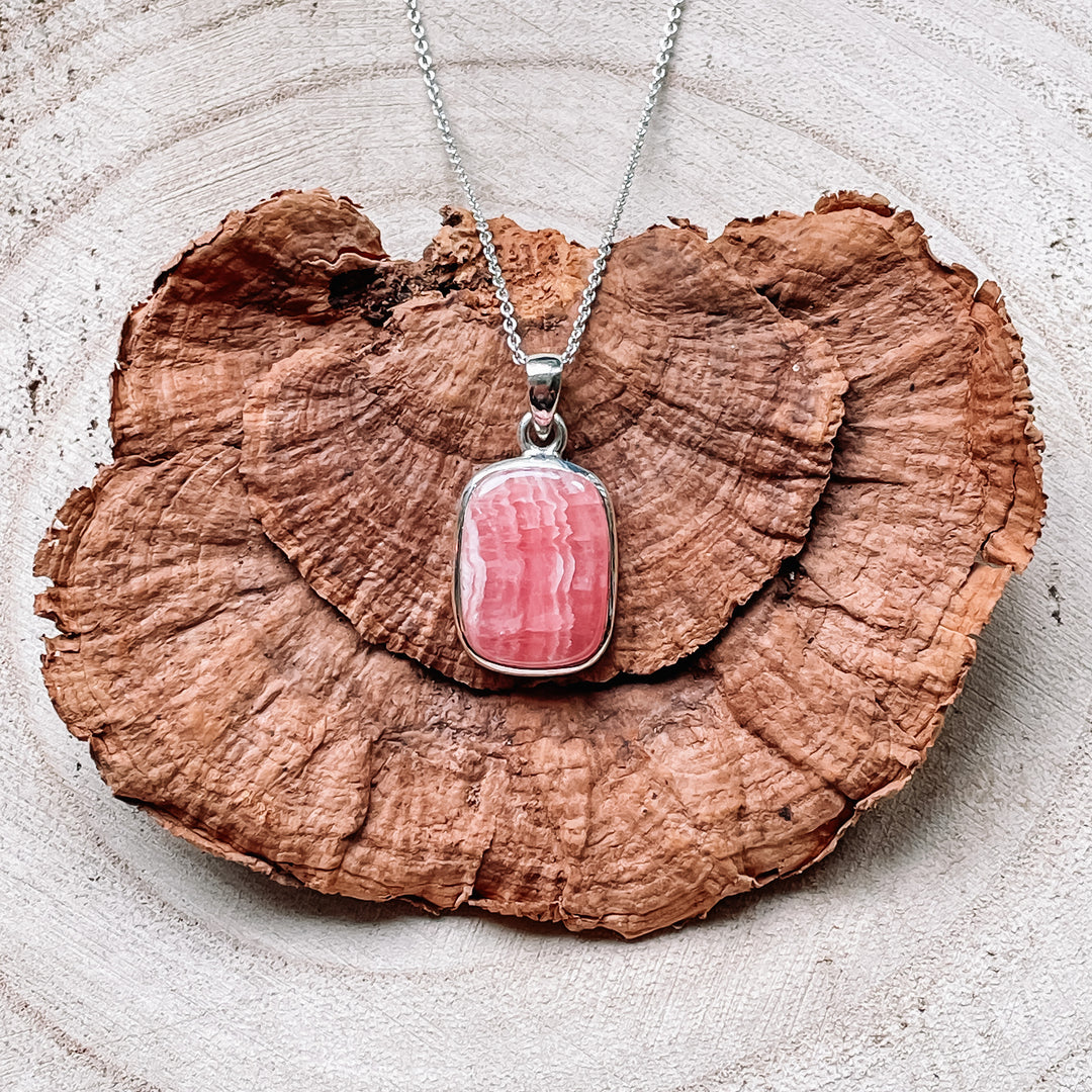 rhodochrosiet roze luxe edelsteen hanger 925 sterling zilver