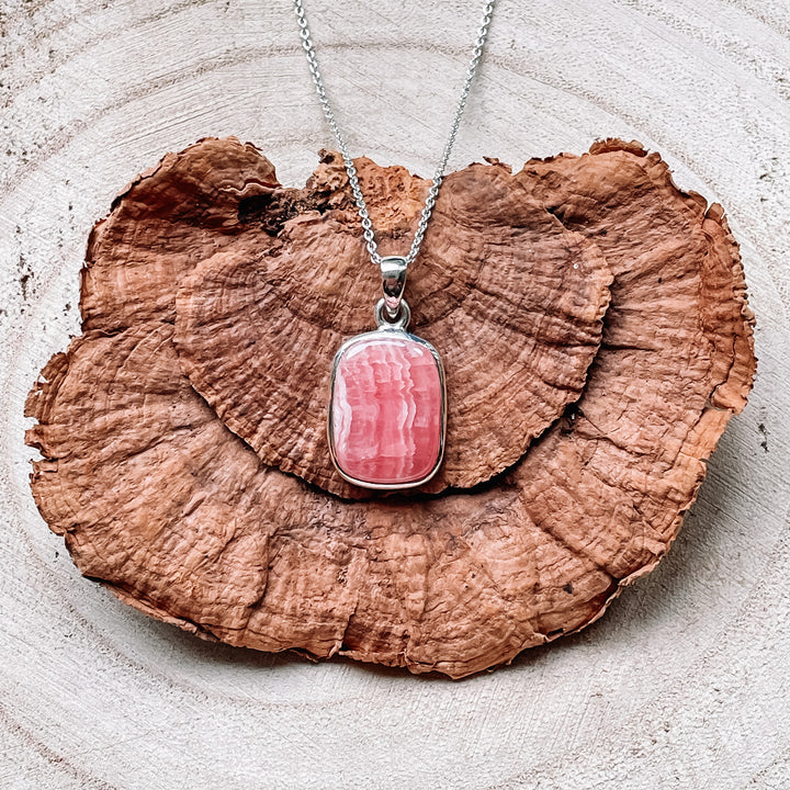 rhodochrosiet roze luxe edelsteen hanger 925 sterling zilver