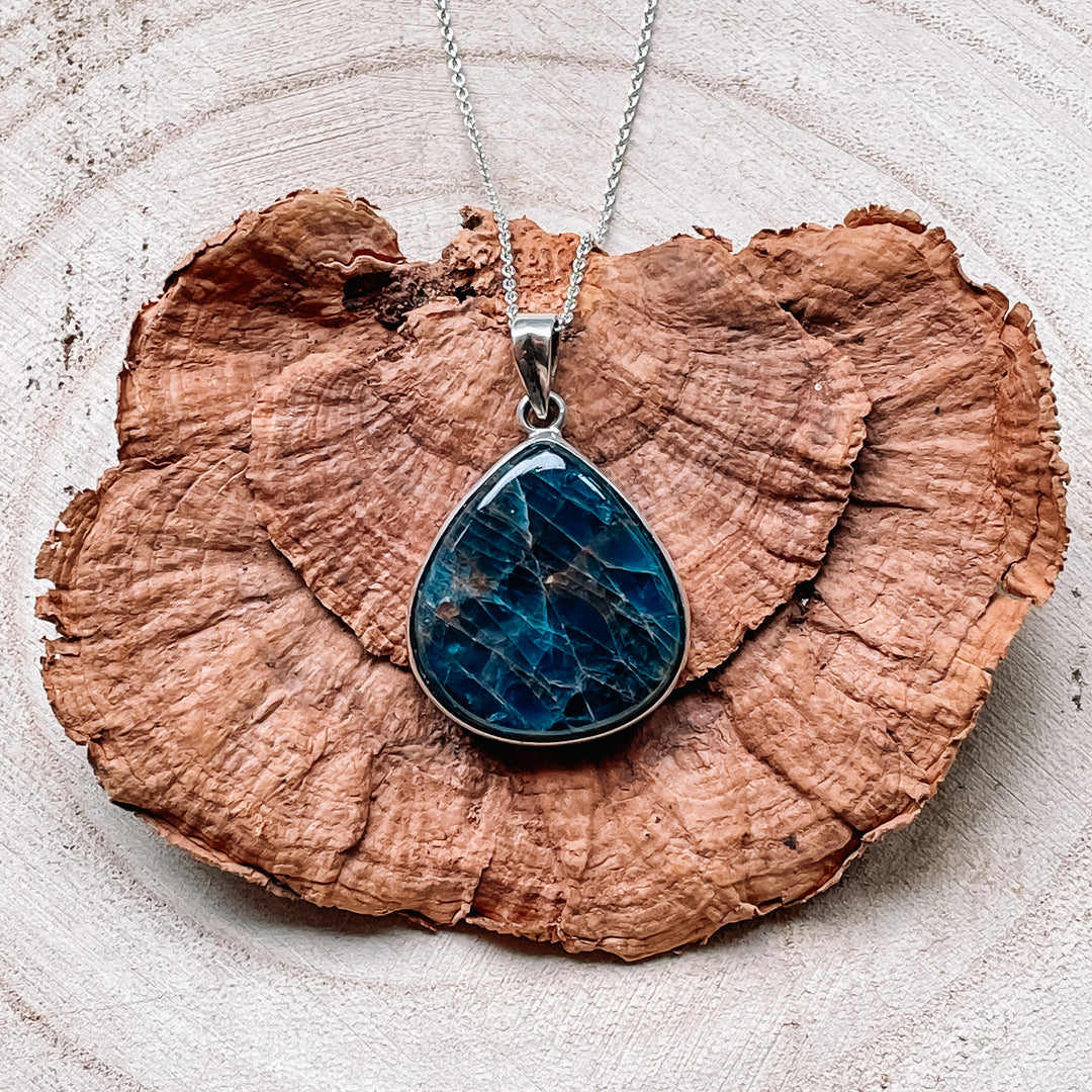 apatiet blauwe luxe edelsteen hanger 925 sterling zilver