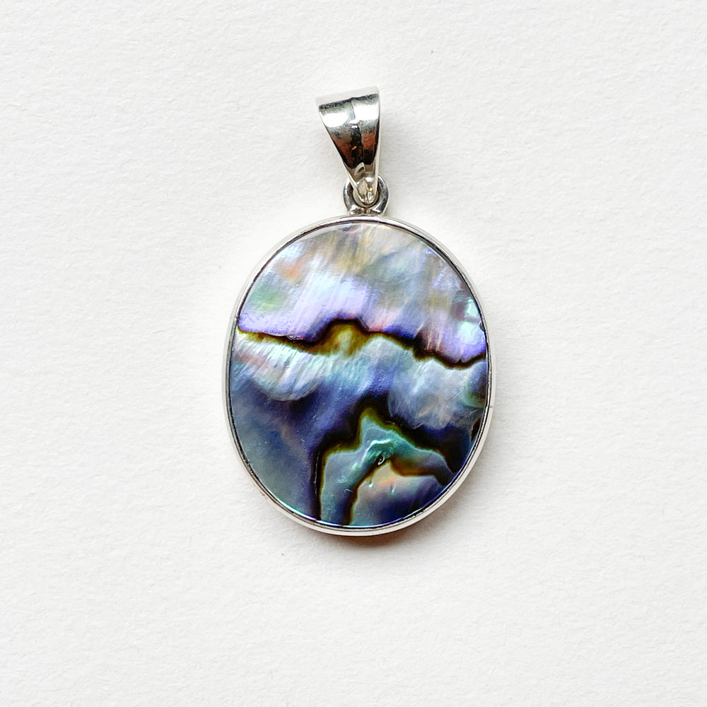 Paua schelp abalone luxe edelsteen hanger 925 sterling zilver