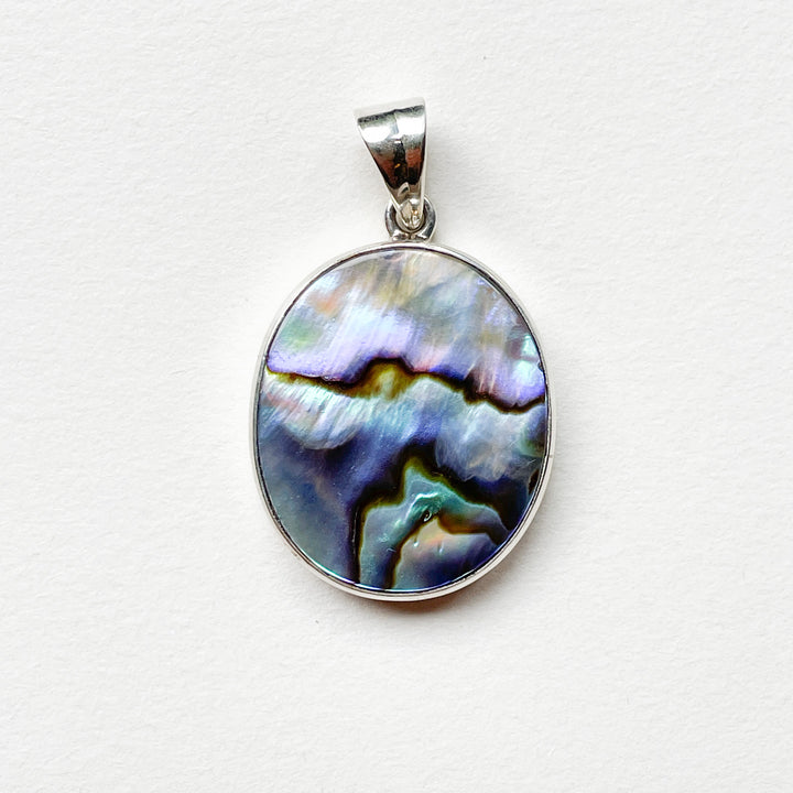 Paua schelp abalone luxe edelsteen hanger 925 sterling zilver