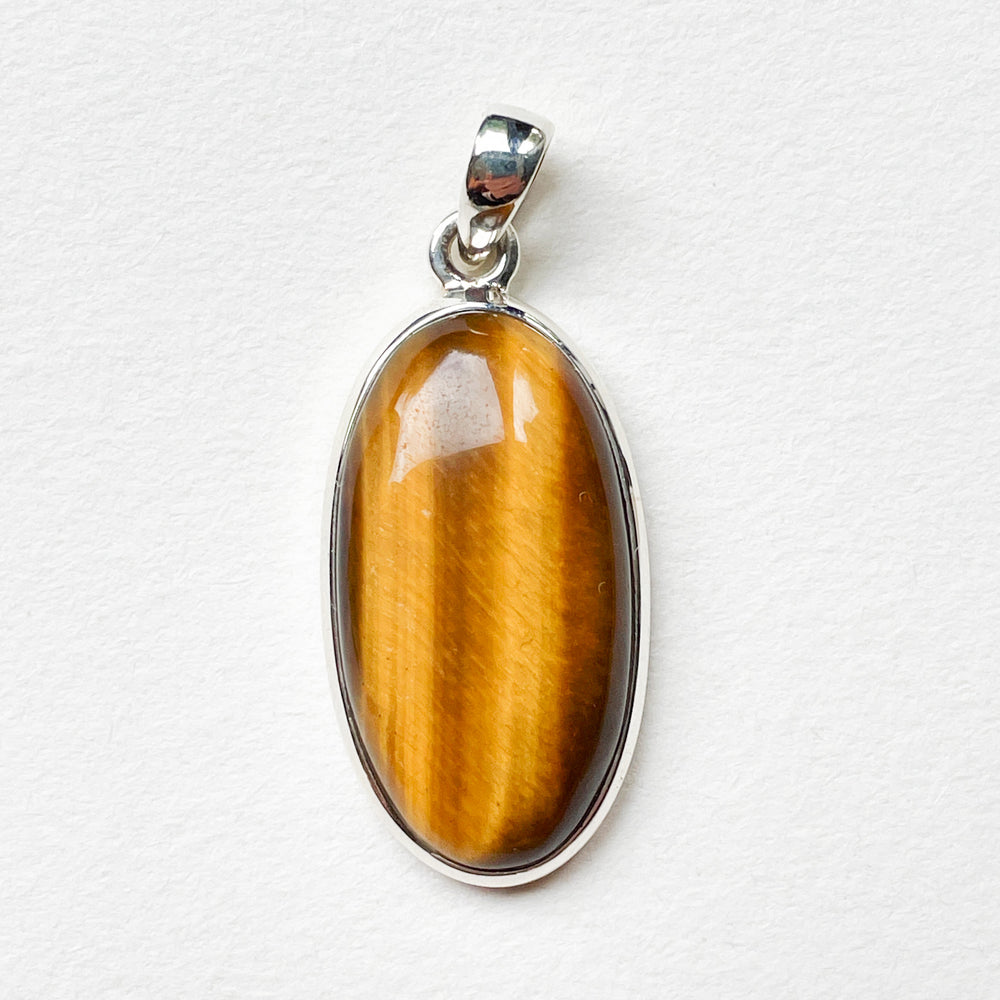 tijgeroog bruine luxe edelsteen hanger 925 sterling zilver