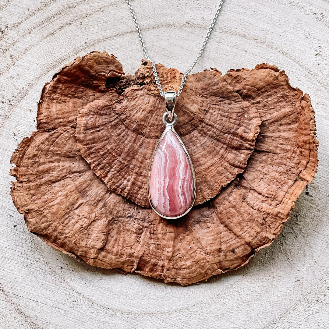rhodochrosiet roze luxe edelsteen hanger 925 sterling zilver