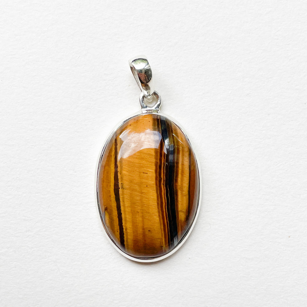 tijgeroog bruine luxe edelsteen hanger 925 sterling zilver