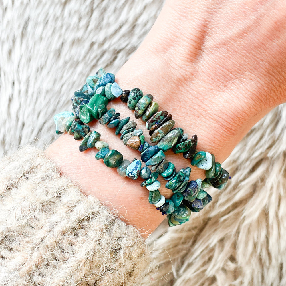 azuriet malachiet chrysocolla splitarmband edelsteen armband