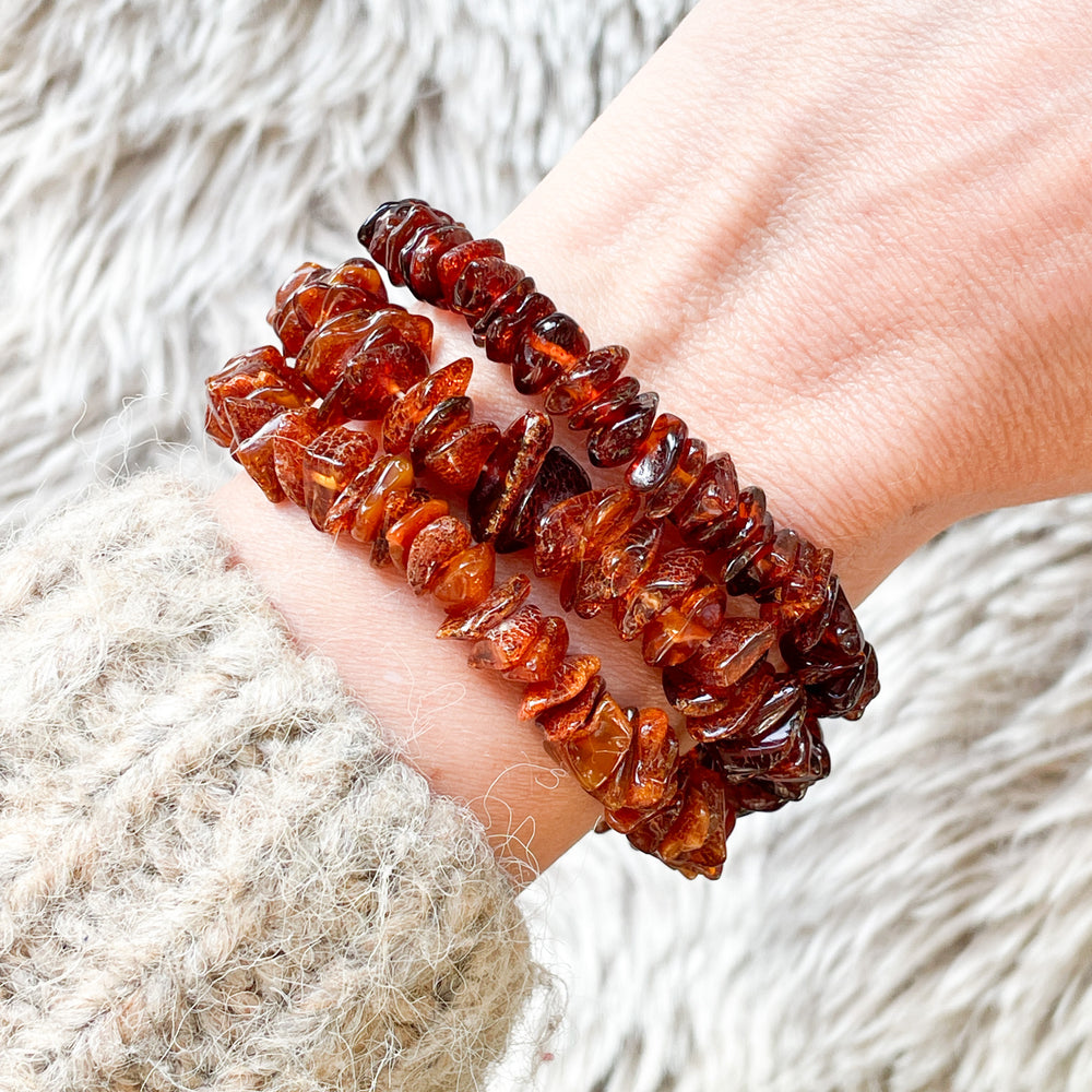 amber bruine oranje splitarmband edelsteen armband