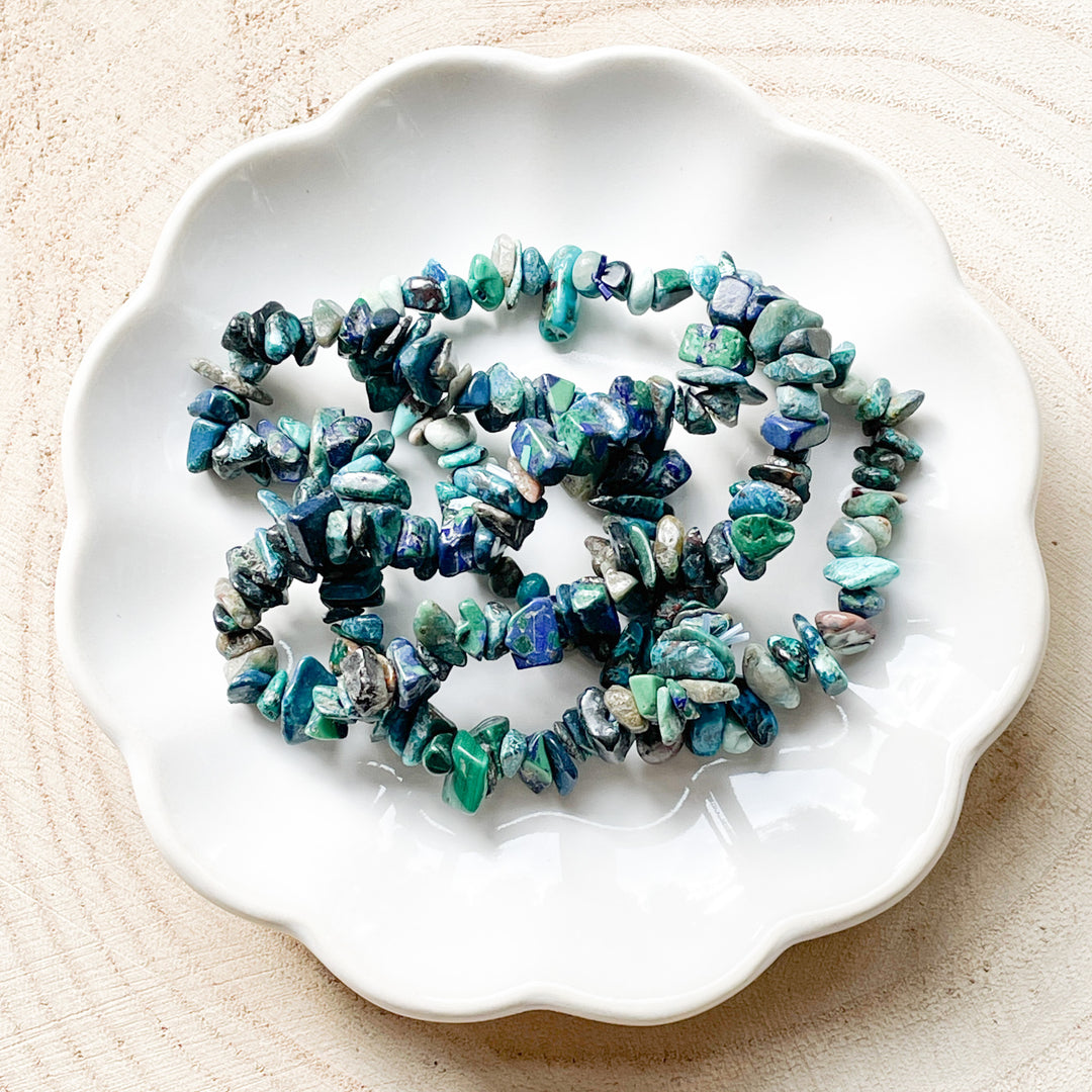 azuriet malachiet chrysocolla splitarmband edelsteen armband