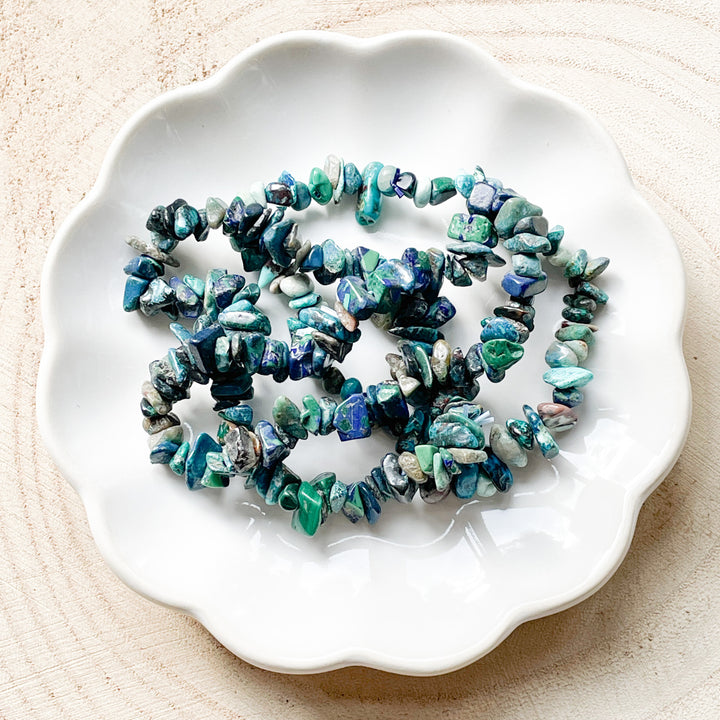 azuriet malachiet chrysocolla splitarmband edelsteen armband
