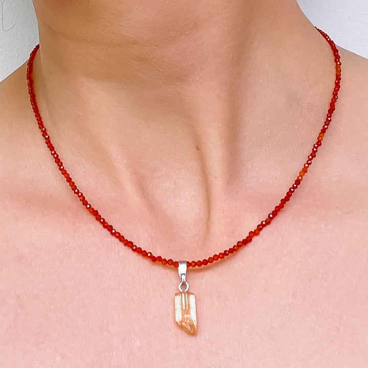 carneool edelsteenketting kralenketting edelsteen ketting facet gefacetteerd juwelen sieraden edelstenen 925 sterling zilver