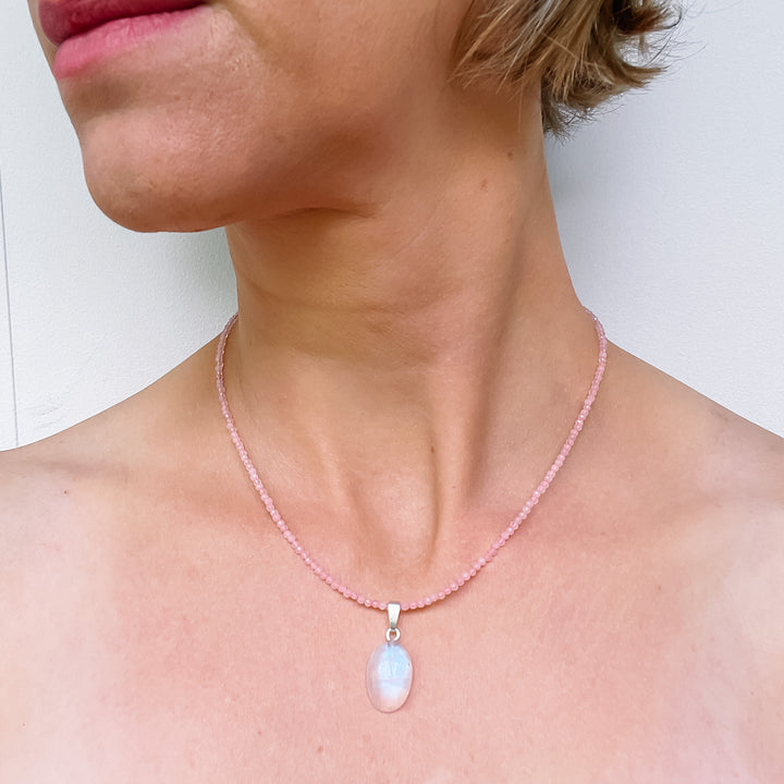 rozenkwarts edelsteenketting kralenketting edelsteen ketting facet gefacetteerd juwelen sieraden edelstenen 925 sterling zilver