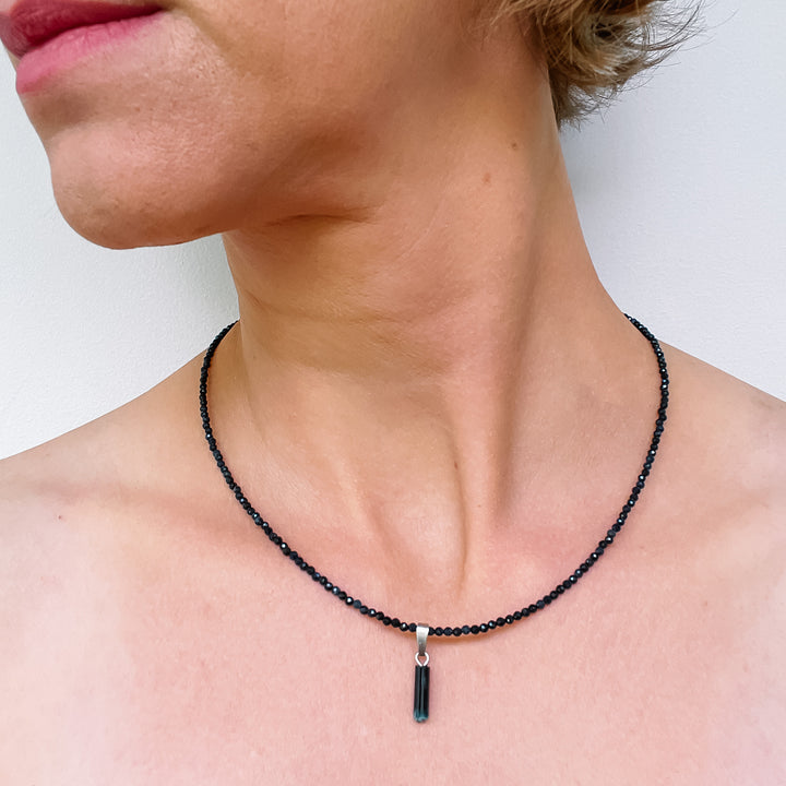 saffier edelsteenketting kralenketting edelsteen ketting facet gefacetteerd juwelen sieraden edelstenen 925 sterling zilver