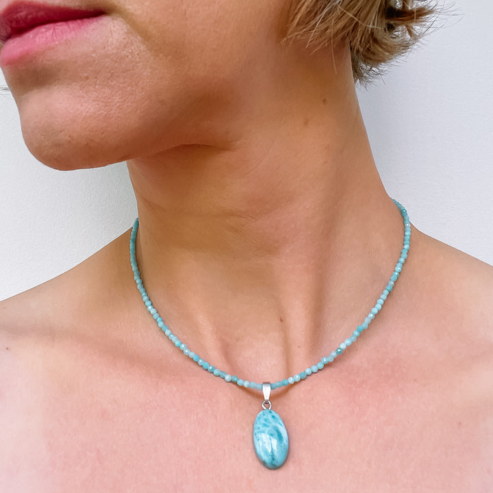 amazoniet edelsteenketting kralenketting edelsteen ketting facet gefacetteerd juwelen sieraden edelstenen 925 sterling zilver