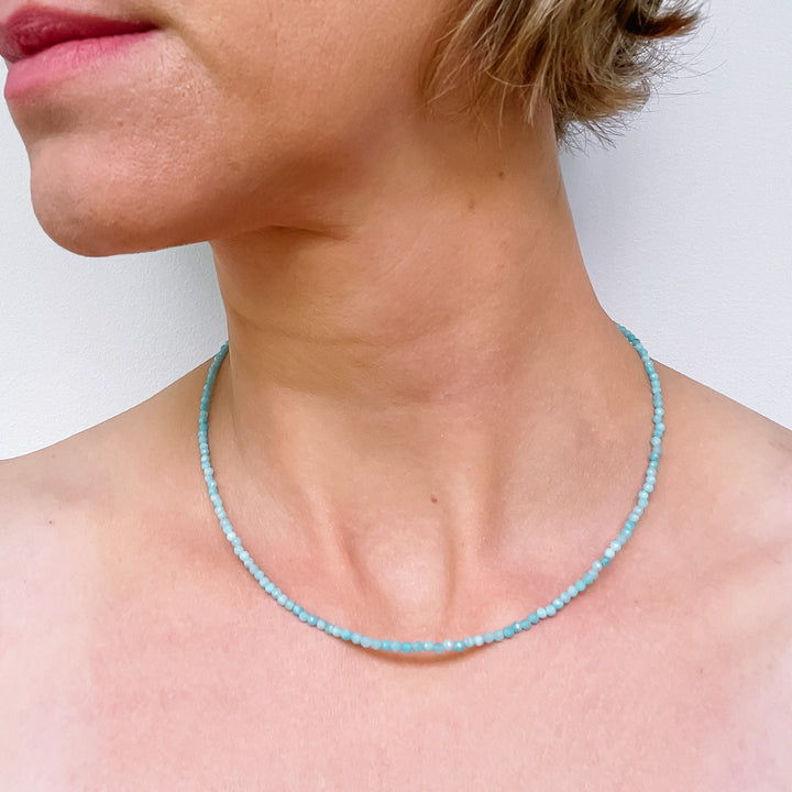 amazoniet edelsteenketting kralenketting edelsteen ketting facet gefacetteerd juwelen sieraden edelstenen 925 sterling zilver