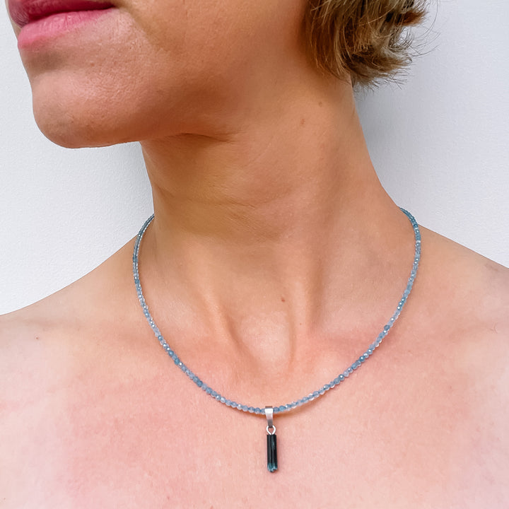 aquamarijn edelsteenketting kralenketting edelsteen ketting facet gefacetteerd juwelen sieraden edelstenen 925 sterling zilver