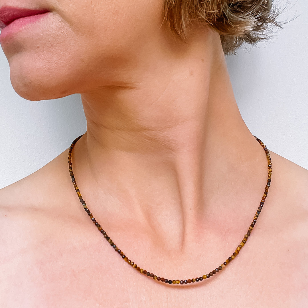 tijgeroog edelsteenketting kralenketting edelsteen ketting facet gefacetteerd juwelen sieraden edelstenen 925 sterling zilver