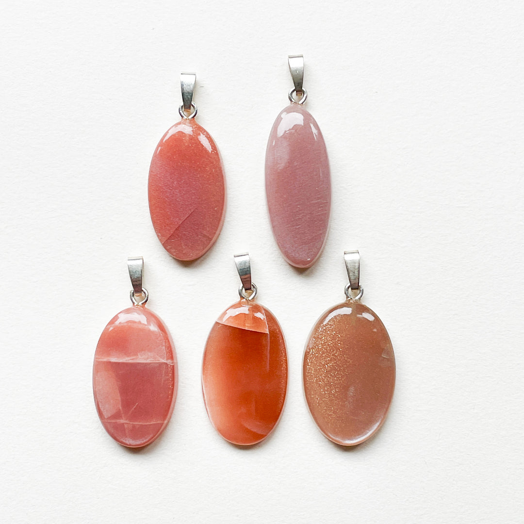 maansteen perzik hanger 925 sterling zilver edelstenen mineralen edelsteenhanger sieraden juwelen