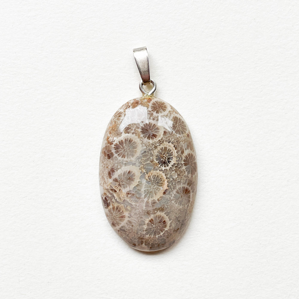 fossiel koraal bruine hanger 925 sterling zilver edelstenen sieraden juwelen