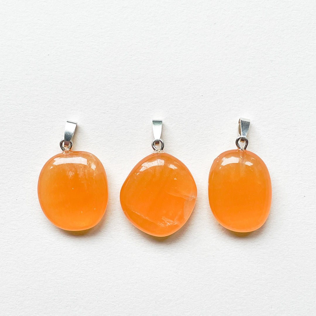 calciet oranje premium edelsteen hanger 925 sterling zilver edelstenen sieraden juwelen