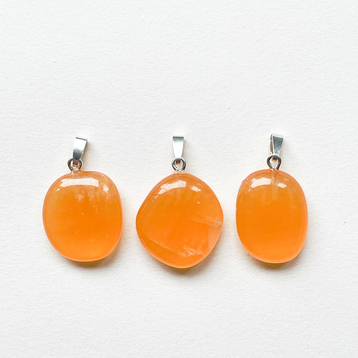calciet oranje premium edelsteen hanger 925 sterling zilver edelstenen sieraden juwelen