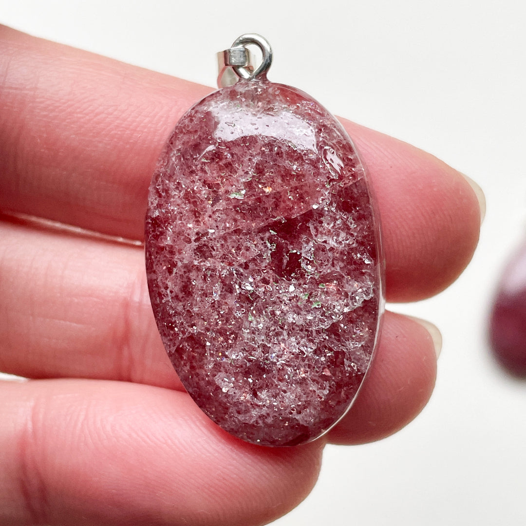 aventurijn rode glitter edelsteen hanger 925 sterling zilver edelstenen