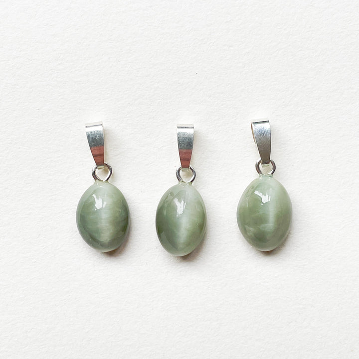 chrysoberyl kattenoog groene edelsteen hanger edelsteenhanger juweel sieraad 925 sterling echt zilver