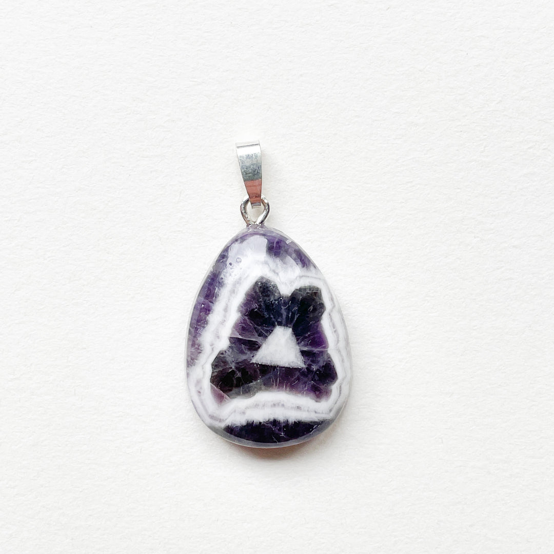 amethist chevron paarse edelsteen hanger edelsteenhanger juweel sieraad 925 sterling echt zilver