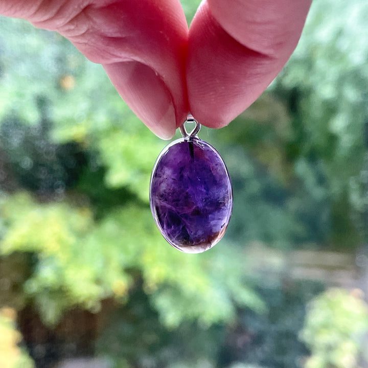 amethist paarse edelsteen hanger 925 sterling zilver sieraad juweel