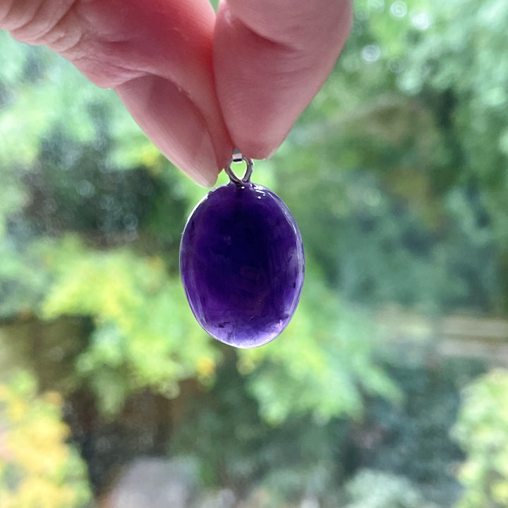 amethist paarse edelsteen hanger 925 sterling zilver sieraad juweel