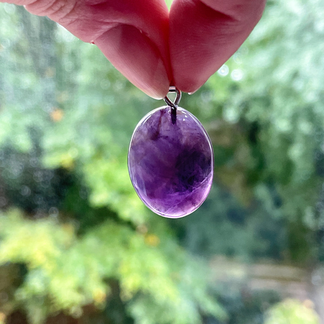 amethist paarse edelsteen hanger 925 sterling zilver sieraad juweel