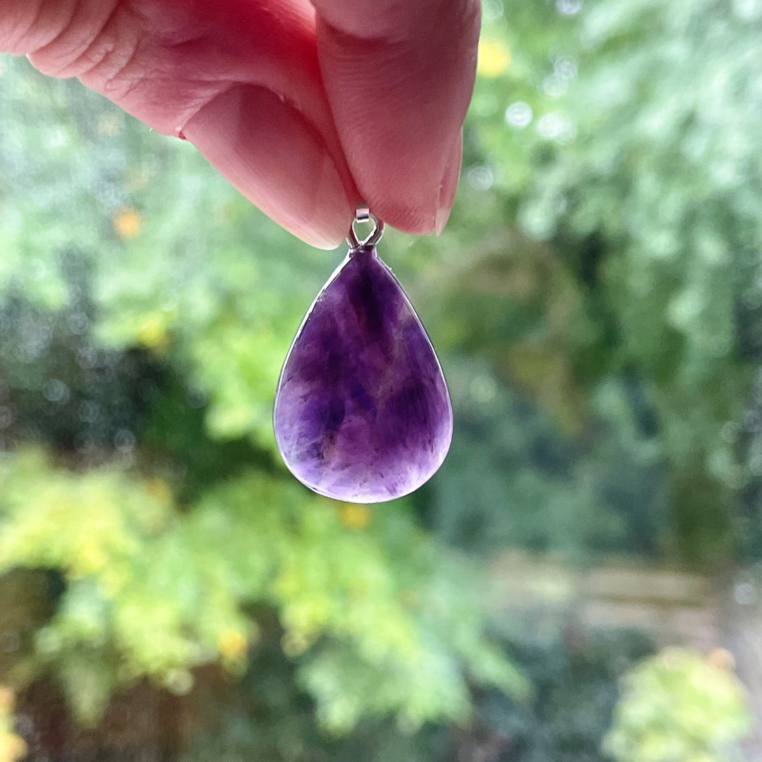 amethist paarse edelsteen hanger 925 sterling zilver sieraad juweel