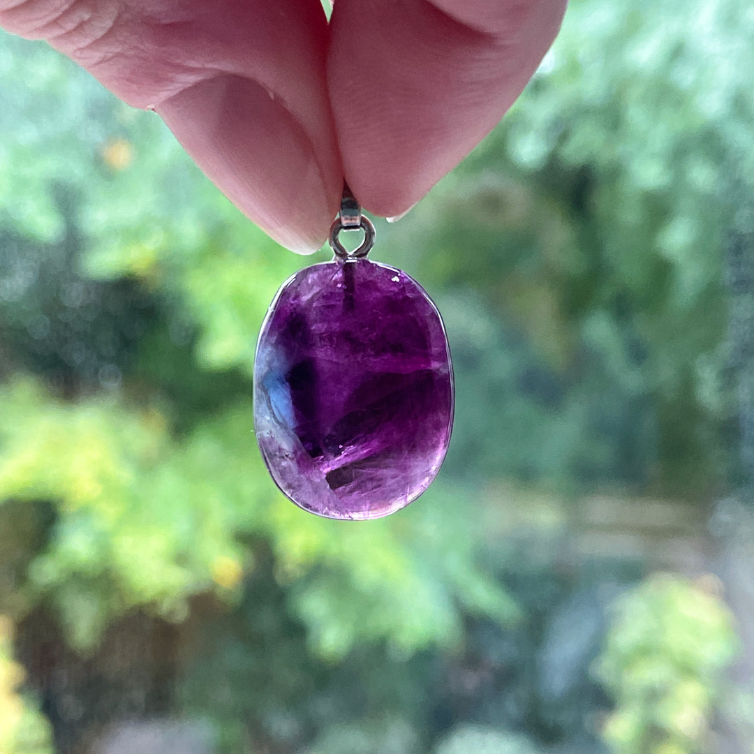 fluoriet paarse premium edelsteen hanger 925 sterling zilver edelstenen sieraden juwelen