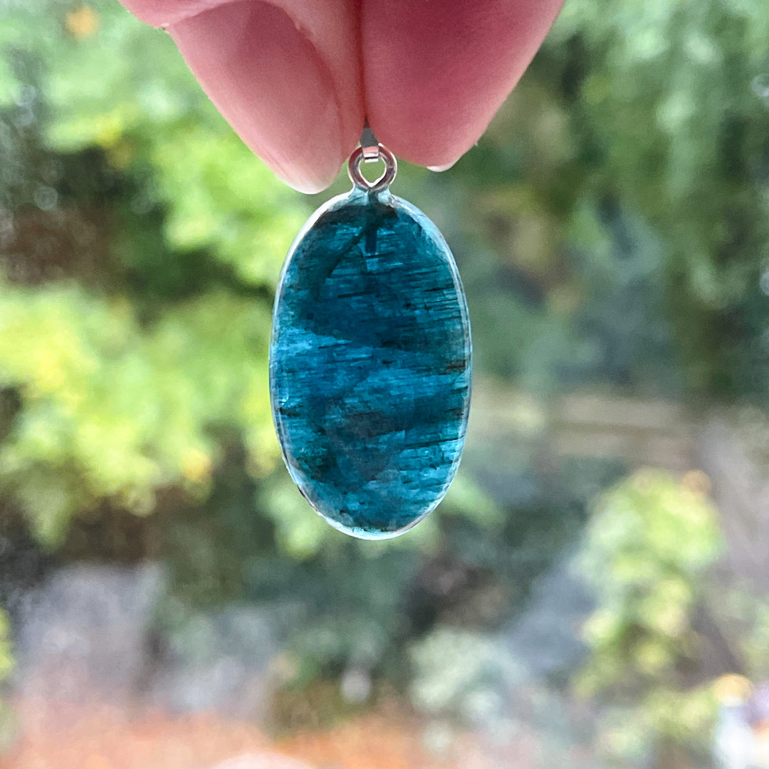 apatiet blauwe edelsteen hanger edelsteenhanger 925 sterling zilver sieraad juweel