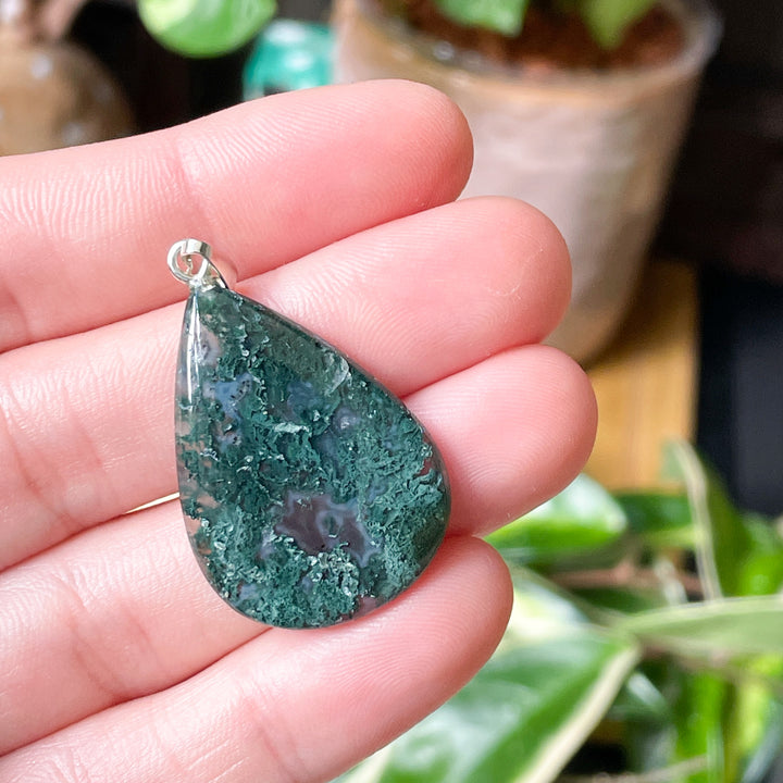 mosagaat groene premium edelsteen hanger 925 sterling zilver