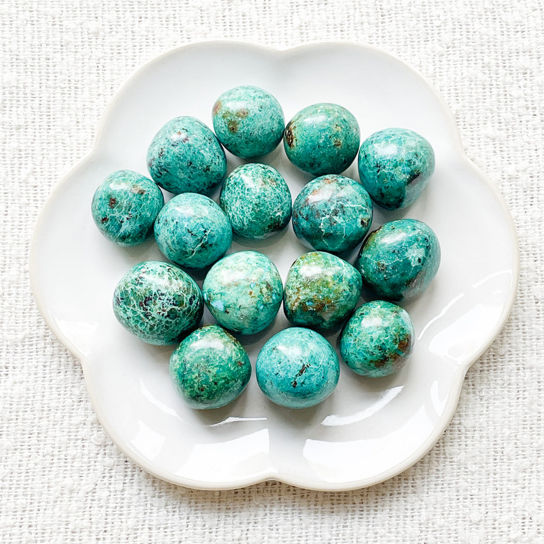 chrysocolla groen blauwe knuffelsteen trommelsteen edelsteen