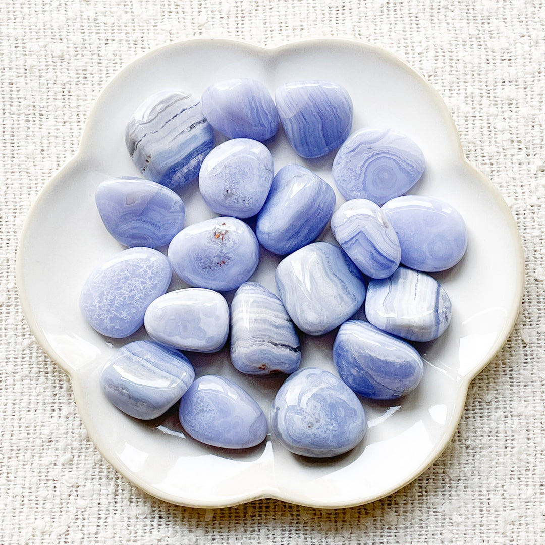 chalcedoon blauwe blue lace edelsteen trommelsteen knuffelsteen