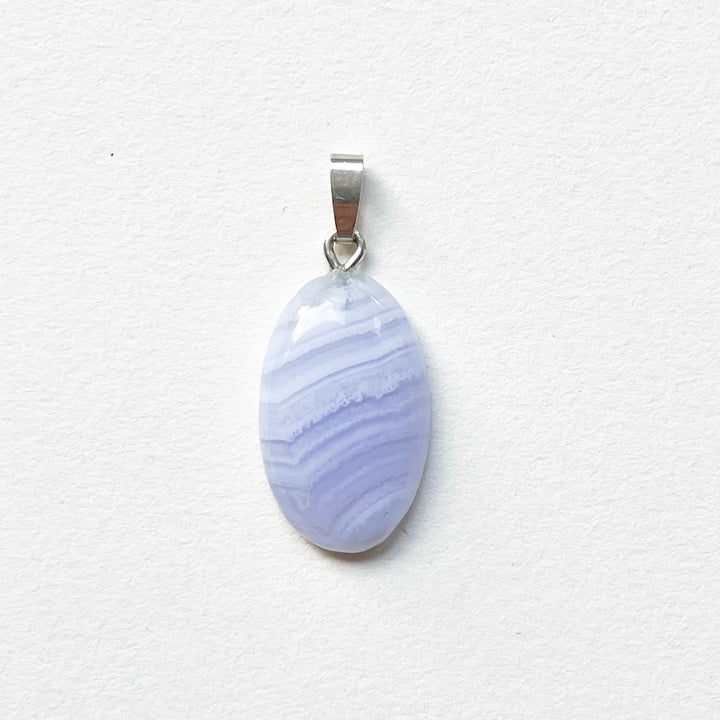 Pendentif premium en calcédoine bleu clair (argent sterling 925)