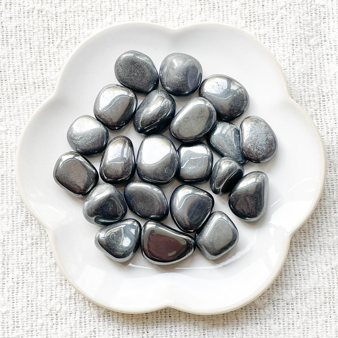 hematiet grijze knuffelsteen trommelsteen edelsteen