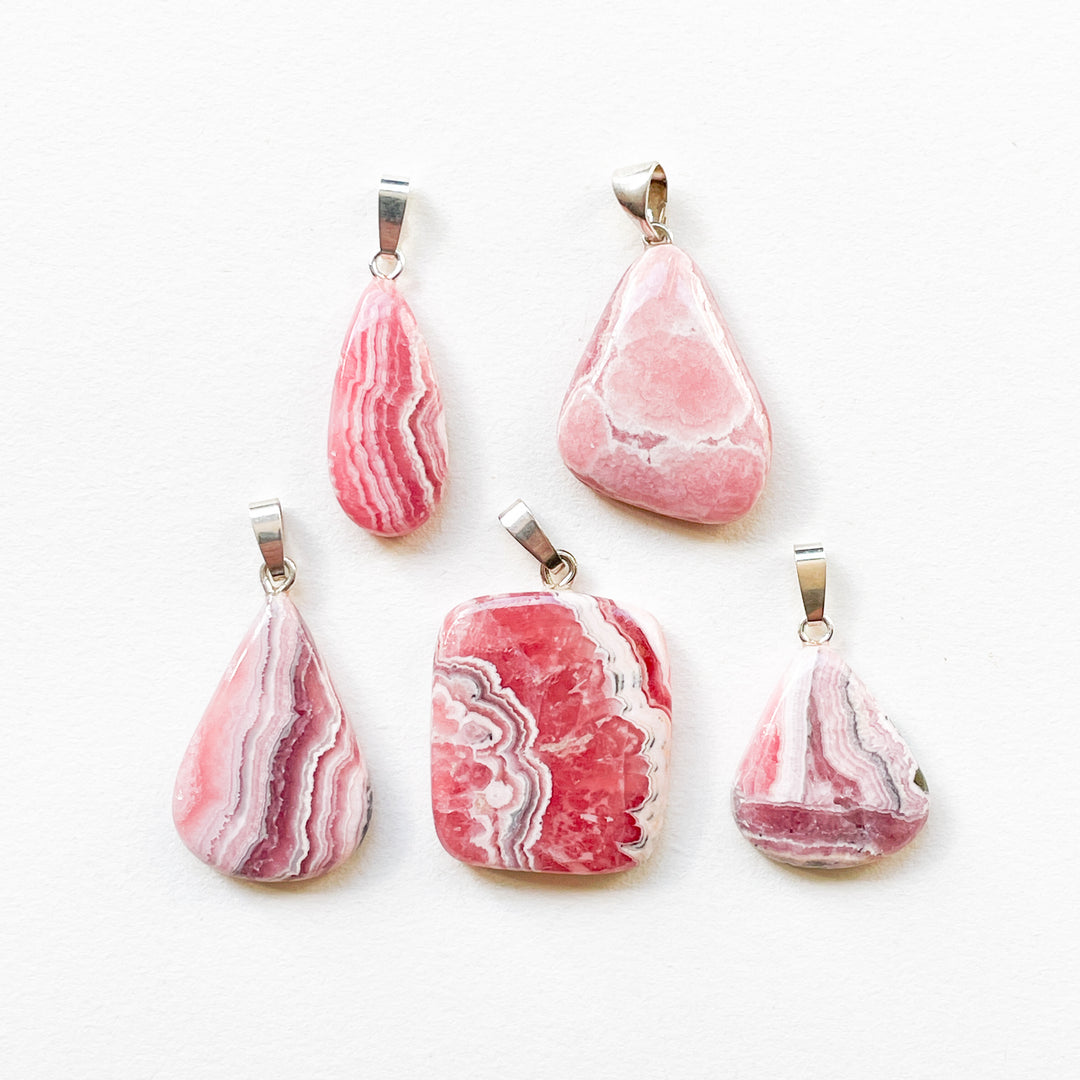 rhodochrosiet roze premium edelsteen hanger 925 sterling zilver