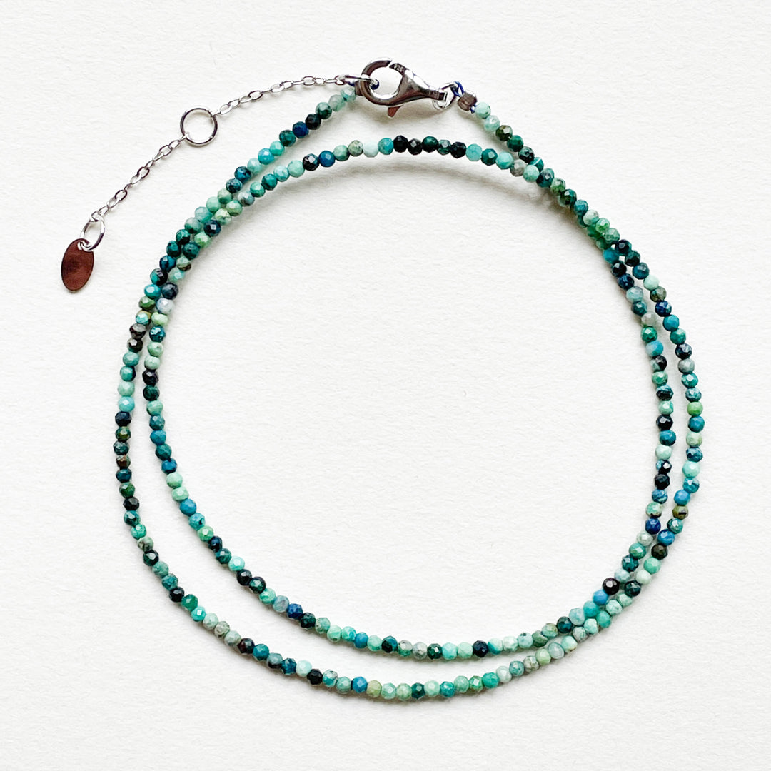 chrysocolla kralenketting 925 sterling zilver edelsteen sieraad juweel