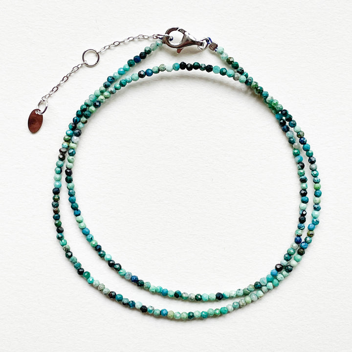 chrysocolla kralenketting 925 sterling zilver edelsteen sieraad juweel