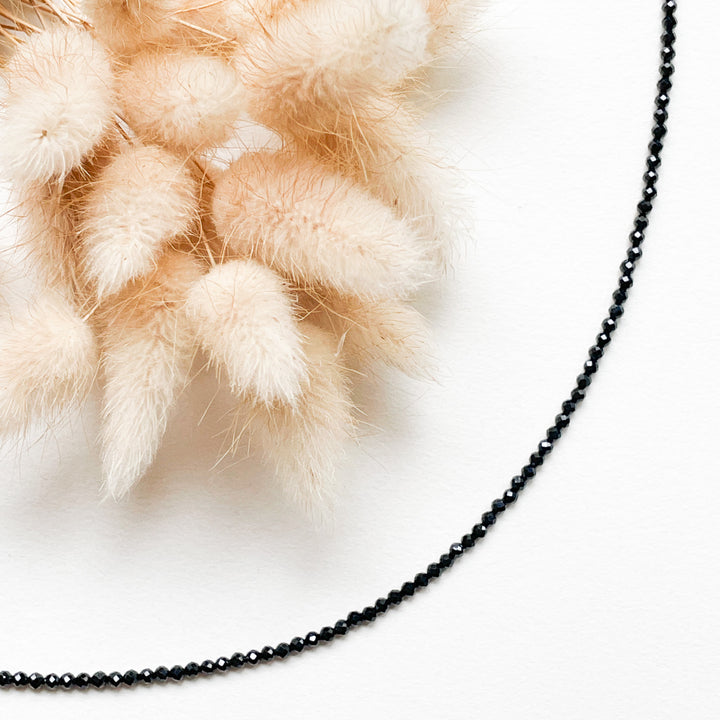 zwarte toermalijn kralenketting edelsteen 925 sterling zilver juweel sieraad