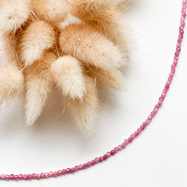 roze toermalijn kralenketting edelsteen 925 sterling zilver juweel sieraad