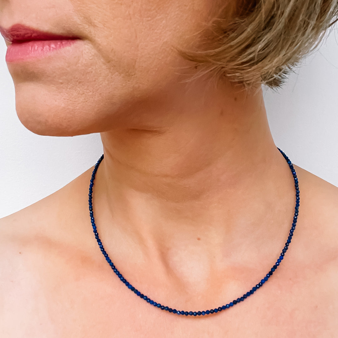 lapis lazuli kralenketting 925 sterling zilver edelsteen sieraad juweel