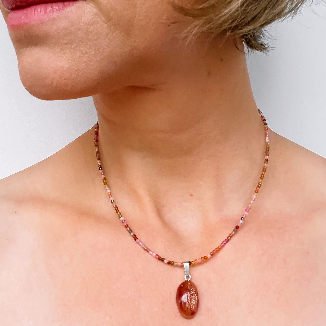 toermalijn mix kralenketting edelsteen 925 sterling zilver juweel sieraad