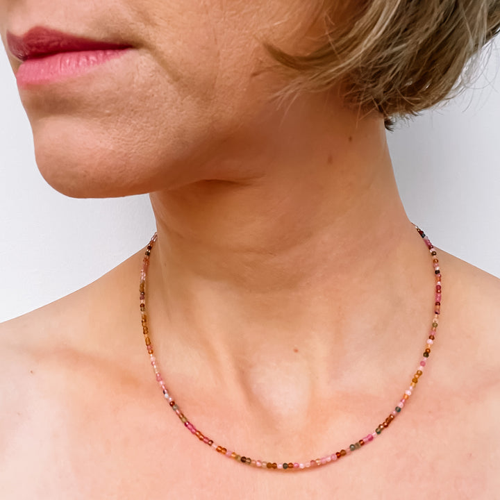 toermalijn mix kralenketting edelsteen 925 sterling zilver juweel sieraad