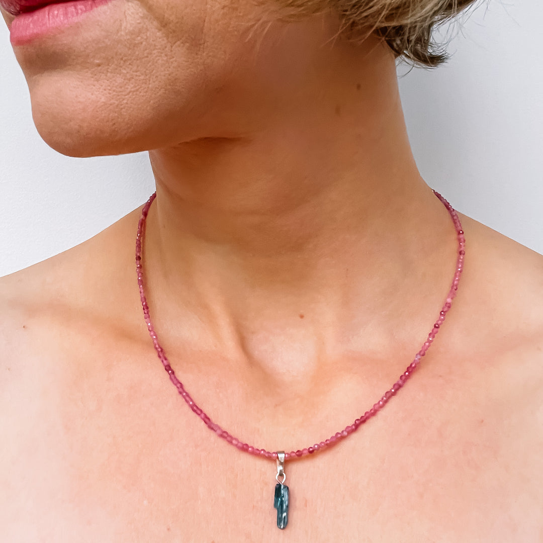 roze toermalijn kralenketting edelsteen 925 sterling zilver juweel sieraad