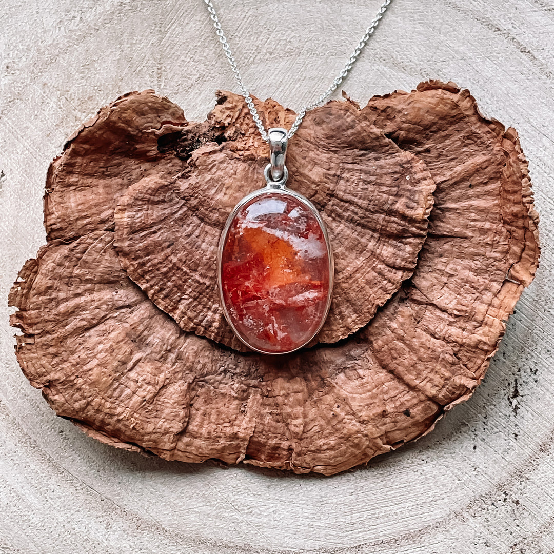 hematoide red healer rode oranje luxe edelsteen hanger 925 sterling echt zilver